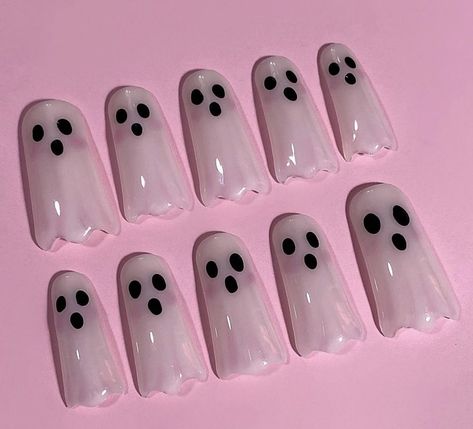 Ghost Halloween Nails, Ghost Nails, Nails Fall Nails, Nails Inspired, Halloween And Fall, Duck Nails, Seasonal Nails, Ghost Busters, Unique Acrylic Nails