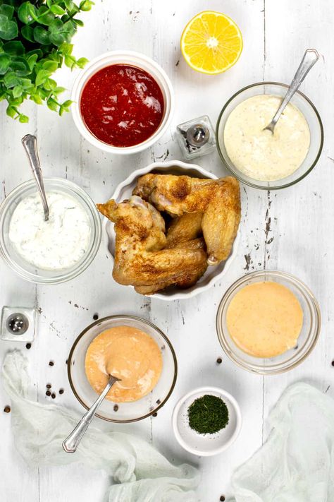 Chicken Wing Dipping Sauce (5 Tasty Recipes) - Foods Guy Wings Dipping Sauce, Dip For Chicken Wings, Wing Dipping Sauce, Chicken Wing Dipping Sauce, Hot Wing Dip, Wings Sauce, Chicken Wing Dip, Hot Chicken Wings, Dipping Sauces For Chicken