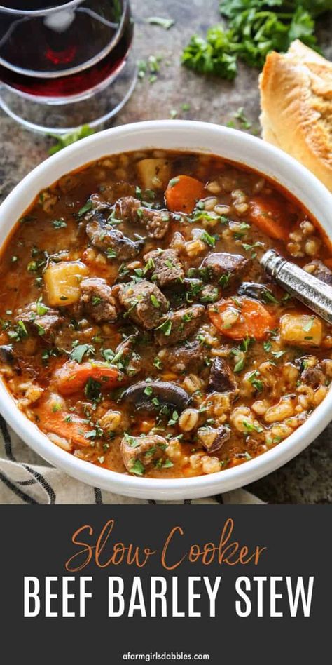 Beef Barley Crockpot Soup, Beef Barley Soup In Crockpot, Barely Soup, Slow Cooker Beef Barley Soup, Beef Stew Recipe Healthy, Beef And Barley Stew, Beef Barley Stew, Beef And Barley Soup, Barley Stew