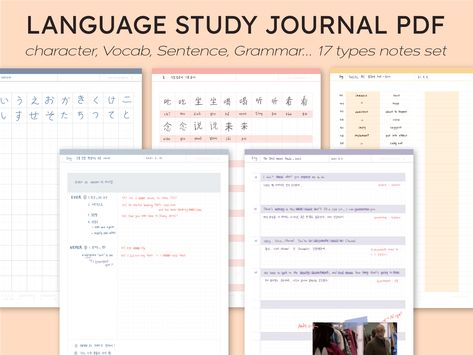 Study Planner Free, Learning Template, Language Journal, Study Planner Printable, Bullet Journal Planner, Ipad Goodnotes, Study Korean, Korean Japanese, Study Journal