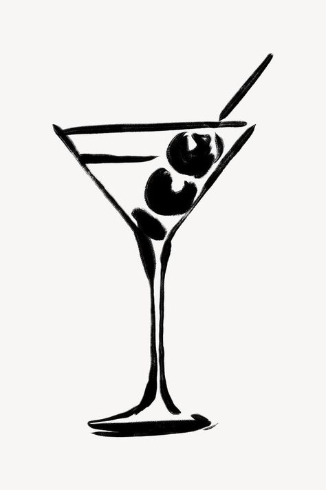 Martini Drawing, Cocktail Collage, Cocktail Drawing, Food Abstract, Cocktails Drawing, Cocktails Clipart, Glass Drawing, Cocktail Food, Cocktail Martini