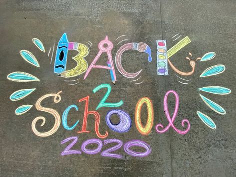 Chalk Crayons Art, Sidewalk Chalk Inspirational Quotes, Welcome Back Chalk Art, Welcome Back To School Sidewalk Chalk, Sidewalk Chalk Art Back To School, Last Day Of School Chalk Art, Chalk The Walk School, Back To School Chalkboard Ideas, 1st Day Of School Chalk Art