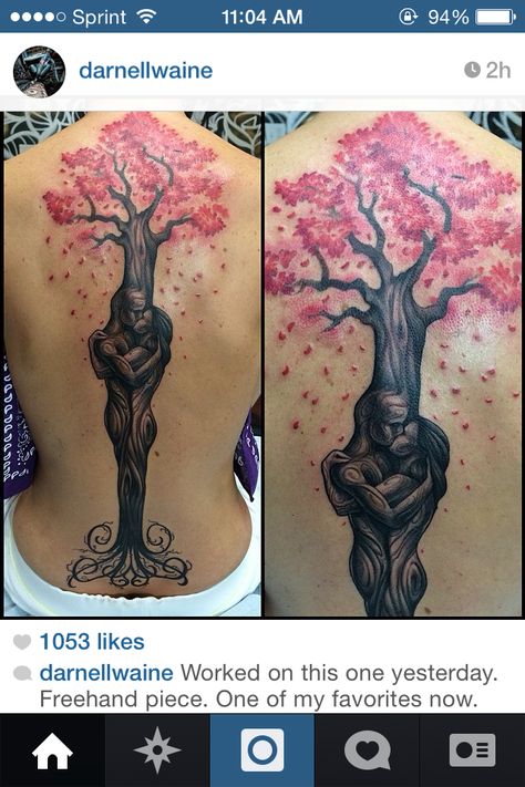 Darnell Wayne strikes again. This is just beautiful! Tree Tattoo Designs Men, Bodhi Tree Tattoo, Tree Back Tattoo, Dallas Tattoo, Tree Tattoo Back, Blossom Tree Tattoo, Sacred Tattoo, Lily Flower Tattoos, Famous Tattoos