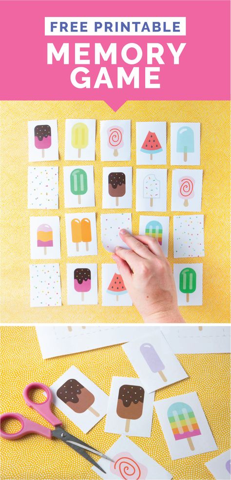 Download this FREE popsicle-themed Printable Memory Game for Kids! Great for kids and students ages 3-12! #freeprintable #games #memorygame #homeschooling Memory Skills Activities, Ice Cream Matching Game Free Printable, Memory Games Printable, Memory Game Cards Free Printables, Free Printable Matching Games, Free Printable Memory Game, Cognitive Games For Kids, Memory Games For Preschoolers, Cognitive Activities For School Age