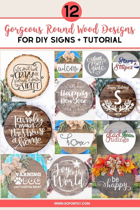 How to Get Crisp Paint Lines on Wood Signs with Silhouette Stencils Round Wood Signs, Family Monogram Sign, Holiday Wood Sign, Red Paint Colors, Silhouette School Blog, Vinyl Painted, Vinyl Stencil, Door Signs Diy, Silhouette School