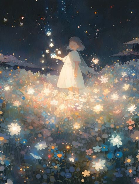 #fongz #flowers #glowing #night #wallpaper #garden #art #phone #beautiful #3D Flowers Glowing, Playlist Art, Star Garden, Fairy Garden Art, Stars And Flowers, Wallpaper Garden, Glowing Flowers, Night Wallpaper, Garden Drawing