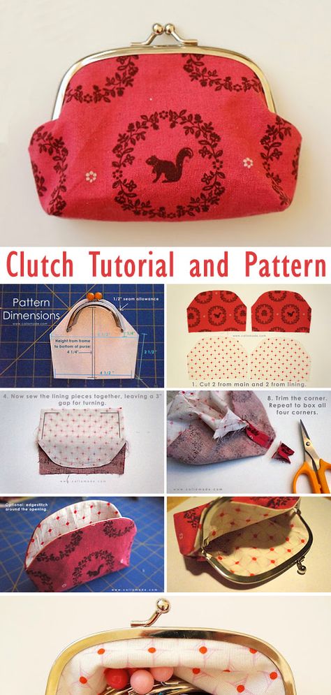 Clutch Bag Tutorial and Pattern Clutch Purse Tutorial, Clutch Purse Pattern, Clutch Bag Tutorial, Diy Clutch Purse, Diy Clutch Bag, Clutch Bag Pattern, Purse Patterns Free, Coin Purse Pattern, Clutch Pattern