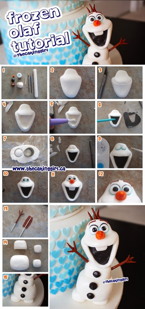 Frozen Torte, Fondant Olaf, Olaf Cake, Cakes To Make, Disney Olaf, Cake Topper Tutorial, Fondant Animals, Cake Blog, Fondant Tutorial