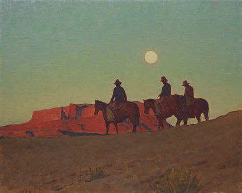 Cowboy Paintings Western, Glenn Dean, Sunset Western, Cowboy Artwork, Western Artwork, Cowboy Aesthetic, Western Desert, Western Landscape, Western Paintings