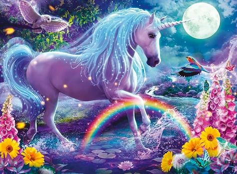 Amazon.com: Ravensburger Glitter Unicorn 100 Piece XXL Jigsaw Puzzle for Kids - 12980 - Every Piece is Unique, Pieces Fit Together Perfectly : Toys & Games Puzzle For Kids, Glitter Unicorn, Unicorn Pictures, Jigsaw Puzzles For Kids, Unicorn Toys, Legendary Creature, Rainbow Unicorn, White Horse, Puzzles For Kids