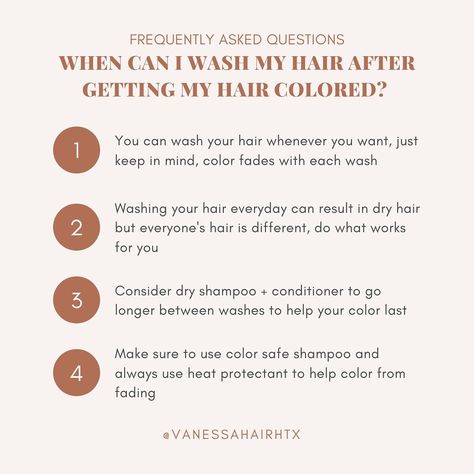 Hair Color Maintenance Schedule, Hair Stylist Tips And Tricks, Hair Tips From Hairstylist, Hairstylist Tips Hair Tricks, Hair Stylist Education, Content For Hairstylist, Hairstylist Tips For Clients, Cosmetology Instagram Posts, Hair Consultation Questions