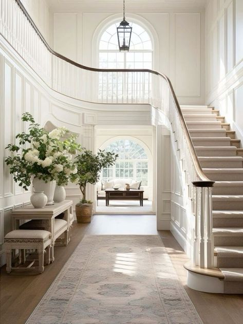 East Coast Colonial House Interior, Different House Aesthetics, Colonial Remodel, Spanish Mission, Foyer Entrance, Front Facade, Virginia House, London Townhouse, Dream Life House