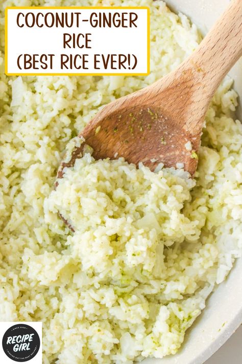 Couscous, Coconut Ginger Rice Recipe, Coconut Ginger Rice, Ginger Rice Recipe, Safe Meals, Ginger Rice, Coconut Rice Recipe, Rice Side Dish Recipes, Savory Sides