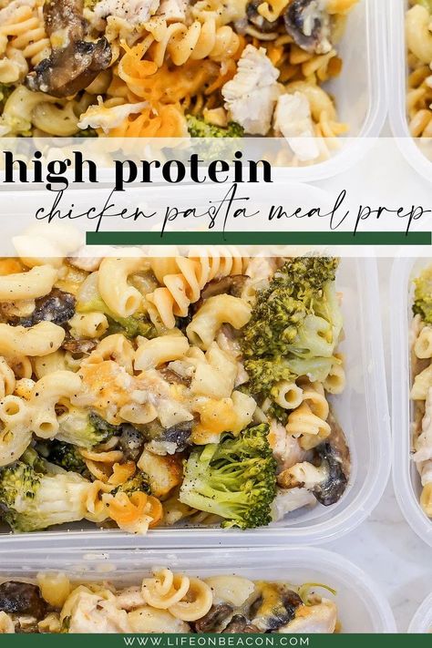 High Protein Chicken Pasta, Protein Chicken Pasta, Week Of Meal Prep, High Protein Chicken, Pasta Bake Easy, Macro Meal Plan, Bake Easy, Protein Lunch, High Protein Meal Prep