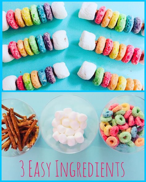 Easy Rainbow Crafts and Activities for Kids - Glitter On A Dime Noah's Ark Snack, Preschool Cooking, Rainbow Snacks, Snack Sticks, Preschool Craft, Preschool Snacks, Mini Pretzels, Pretzel Sticks, Snacks To Make