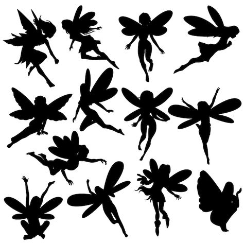 Fairy Silhouette Images - Free Download on Freepik Fairy Silhouette Printable Free, Fairy Silhouette Simple, Creature Silhouette, Crane Silhouette, Fairy Stencil, Fairy Templates, Free Printable Clip Art, Fairy Silhouette, Fairy Images