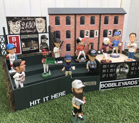 Shop Bobblehouses for custom bobble head displays Bobblehead Display Ideas, Bobblehead Display, Baseball Memorabilia Display, Themed Houses, Sports Memorabilia Display, Baseball Display Case, Memorabilia Display, Trophy Display, Baseball Display