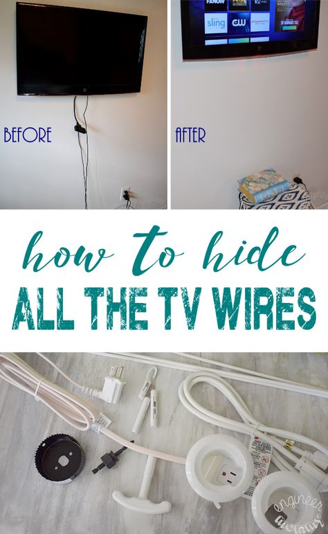 Looking for a smart solution for all those unsightly TV cables? See how this simple kit solves this problem. Hiding Tv Cords On Wall, Hide Tv Cords, Casa Disney, Tv Cords, Hanging Tv, Hide Cords, Hidden Tv, Tv Wand, Hide Wires