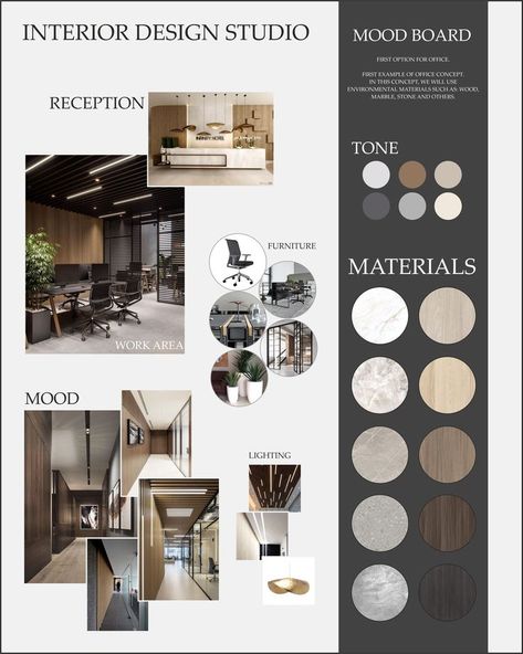 Moodboard INTERIOR DESIGN STUDIO Moodboard For Office Interior Design, Interior Sheet Composition, Moodboard Collage Interior, Color Concept Interior, Moodboards For Interior Design, Digital Material Board Interior Design, Moodboard Presentation Layout, Mood Board Architecture Interior Design, Mod Board Interior Design