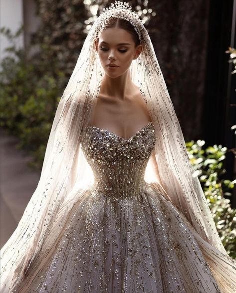 Wedding Dresses Ball Gown Fairytale, Fairytale Wedding Dresses, Moon Fairy, Fairy Tale Wedding Dress, Fancy Wedding Dresses, Princess Ball Gowns, Fantasy Wedding, Dream Wedding Ideas Dresses, Elegant Bride