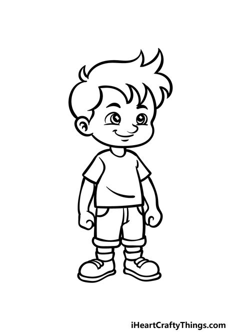 Easy Boy Drawing, Boy Drawing Easy, Cartoon Drawings Easy, Boy Cartoon Drawing, Cartoon Drawing Images, Boy And Girl Drawing, Boy Sketch, Easy Cartoon Drawings