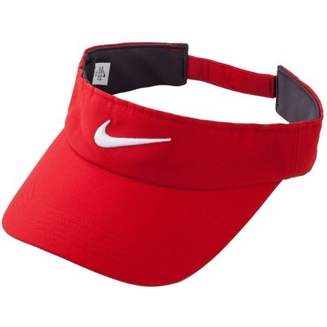 Nike Tech Swoosh Visor ($18) ❤ liked on Polyvore featuring accessories, hats, nike, red hat, nike hats, sun visor and sun visor hat Different Types Of Caps, Visor Outfit, Nike Visor, Types Of Caps, Nike Original, Basketball Nike, Womens Visor, Nike Cap, Sun Visor Hat