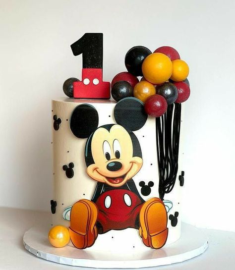 Mickey Birthday Cakes, 1st Year Cake, Mickey Mouse Birthday Decorations, Mickey Cake, Mouse Birthday Cake, Mickey First Birthday, Mickey 1st Birthdays, Mickey Mouse Birthday Cake, Mickey Mouse Themed Birthday Party