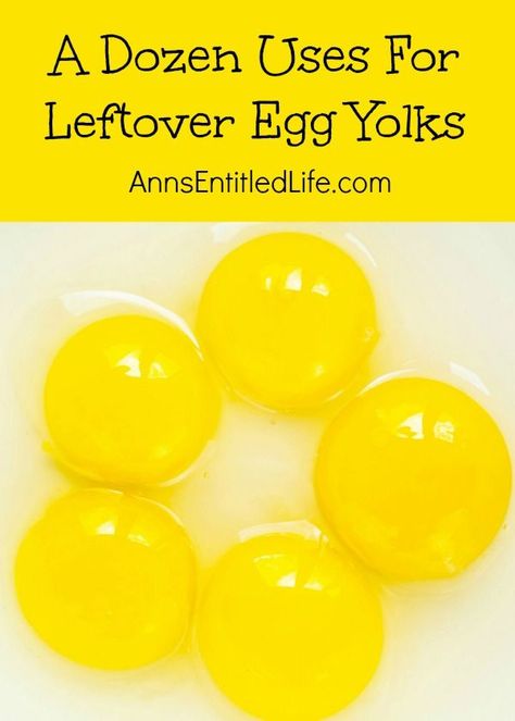 A Dozen Uses For Leftover Egg Yolks; Have a lot of leftover egg yolks from a baking project and don’t want to throw them away? Here are a dozen amazing (and incredible) things you can do with leftover egg yolks! http://www.annsentitledlife.com/household-tips/a-dozen-uses-for-leftover-egg-yolks/ Egg Yolks Recipes, Yolk Recipes, Egg Yoke, Egg Yolk Recipes, Boiled Egg Diet, Clam Recipes, Baking Project, Egg Yolks, Food Info