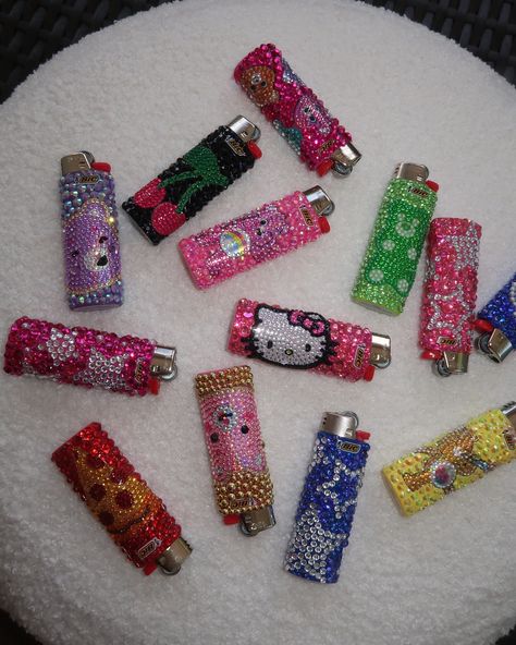 Bedazzle lighters DROP IS LIVE NOW!!! ⭐️⭐️⭐️ there is only 1 of each design available… website in bio Diy Lighters Design, Cool Lighters Designs, Custom Things To Sell, Badazzel Lighters, Bedazzled Pill Bottle, Bedazzle Lighter, Stuff To Bedazzle, Bedazzler Machine, Bedazzled Lighter Diy