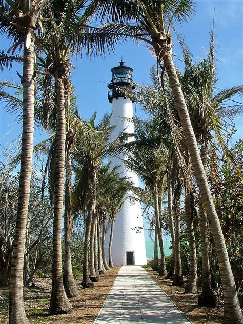 Cape Florida Lighthouse, Key Biscayne, Florida. Cape Florida Lighthouse, Key West Florida Vacation, Key Biscayne Florida, Florida Lighthouses, Florida Photography, Key Biscayne, Destination Photography, Beautiful Lighthouse, Visit Florida