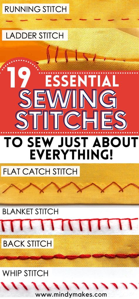 Types Of Stitches Sewing, Hand Sewing Stitches, Sewing Stitches By Hand, Stitches Sewing, Crochet Puff Stitch, Hand Stitching Techniques, Teaching Sewing, Invisible Stitch, Hand Sewing Projects