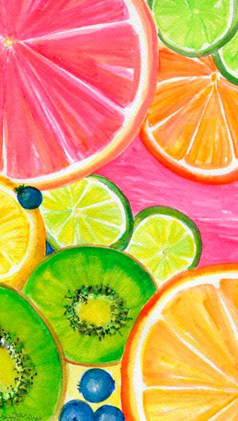 Drawing Hands, Watermelon Nutrition, Fruit Art Drawings, Art Markers Drawing, Summer Drawings, Fruits Drawing, Fruit Slices, Fruit Wallpaper, Easy Canvas Art