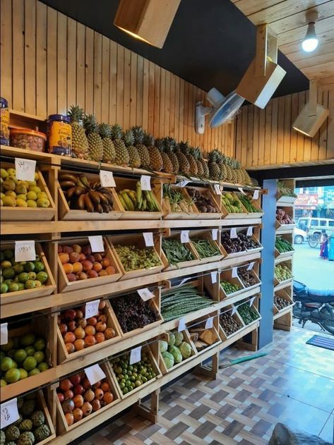 Deli Store Ideas Interior Design, Fruit And Vegetable Shop Design, Health Food Store Design Ideas, Fruit Shop Interior Design, Grocery Shop Design Interiors, Vegetable Shop Interior, Fruit Store Design Shops, Grocery Market Aesthetic, Mini Market Store Ideas Design