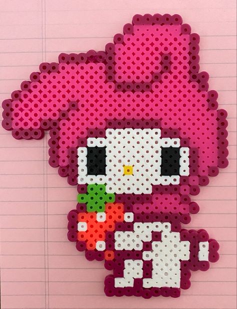 Small Perler Beads Ideas Hello Kitty, Buff Hello Kitty Perler Beads, Sanrio Pearl Beads Pattern, Sanrio Melty Beads, My Melody Pearl Beads, Perler Beads Cute Kawaii, Hello Kitty And Friends Perler Beads, Keroppi Perler Bead Pattern, Sanrio Characters Perler Beads