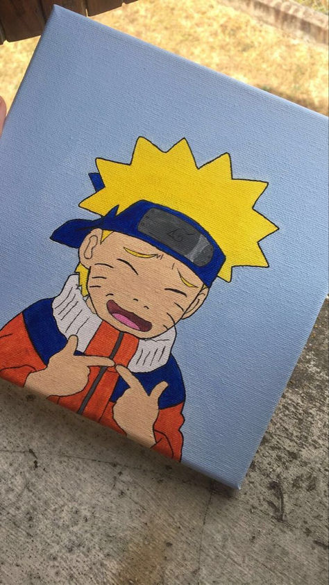 My hope is to share my knowledge with you so you too can expand your love for the arts. Thank you for your interest! Small Anime Paintings, Naruto Anime Painting, Anime Painting Easy, Naruto Painting Ideas On Canvas, Simple Anime Painting, Anime Paintings Canvases, Naruto Canvas, Quick Easy Crochet, Tie Tutorial