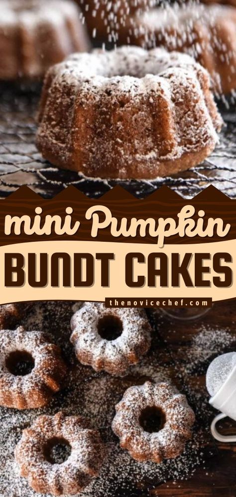 Mini Pumpkin Bundt Cakes, fall baking, pumpkin recipes Recipes For Mini Bundt Cakes, 3 Cup Bundt Cake Recipes, Pumpkin Mini Bundt Cake Recipes, Bundt Cake Recipes Fall, Mini Pumpkin Bundt Cake Recipes, Bundlette Cake Recipes, Fall Mini Bundt Cake Recipes, Dash Bundt Cake Recipes, Mini Pumpkin Cakes