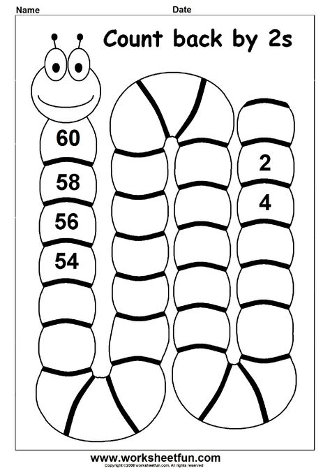 Count back by 2s Skip Counting Kindergarten, Coloring Worksheets For Kindergarten, Skip Counting Worksheets, Counting By 2, Skip Counting By 2, Counting By 2's, Counting By 5's, Counting Worksheets, 1st Grade Math Worksheets