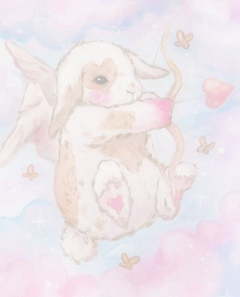 Aesthetic Bunny Pfp, Sky Clouds Wallpaper, Cupid Drawing, Lily Rose Depp Chanel, Aesthetic Bunny, Aesthetic Hearts, Bunny Poster, Bow Art, Kitten Drawing