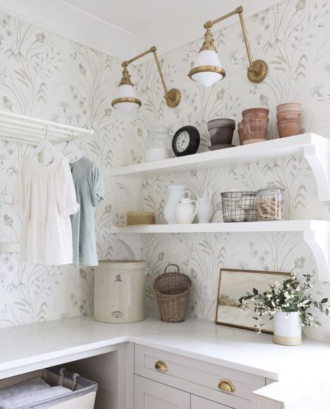 monikahibbs Closet Mudroom, Rooms Inspiration, Laundry Room Decorating, Monika Hibbs, Country Laundry Rooms, A Thoughtful Place, Mudroom Laundry, Vintage Laundry Room, Laundry Room Wallpaper