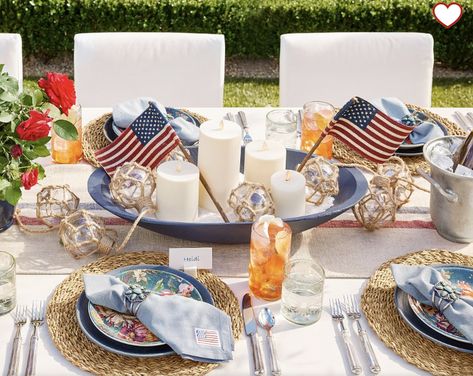 Fourth Of July Centerpieces, Burlap Flag, Striped Table Runner, Jute Fabric, Striped Table, Summer Celebration, Napkin Ring, Pottery Barn Teen, Free Interior Design