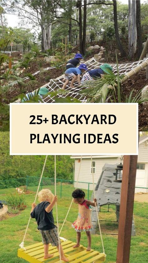 Create an enchanting kids' paradise in your own backyard! 🌈🏡 Elevate their playtime with exciting activities like a customized obstacle course, a thrilling nature scavenger hunt, or an inspiring outdoor art studio. Witness their imagination and eagerness flourish amidst the great outdoors. It's time to craft unforgettable memories and turn your backyard into their beloved playground! Explore the joy of #BackyardPlaytime, embark on thrilling #OutdoorAdventures, and unleash endless creativity! Cool Outdoor Play Areas, Fire Pit Playground Backyard, Kids Jungle Gym Outdoor, Garden Ideas For Children, Garden Play Area Ideas Diy, Diy Garden Playground, Grown Up Playground, Natural Playground Diy Outdoor Play Spaces, Small Kids Backyard Ideas