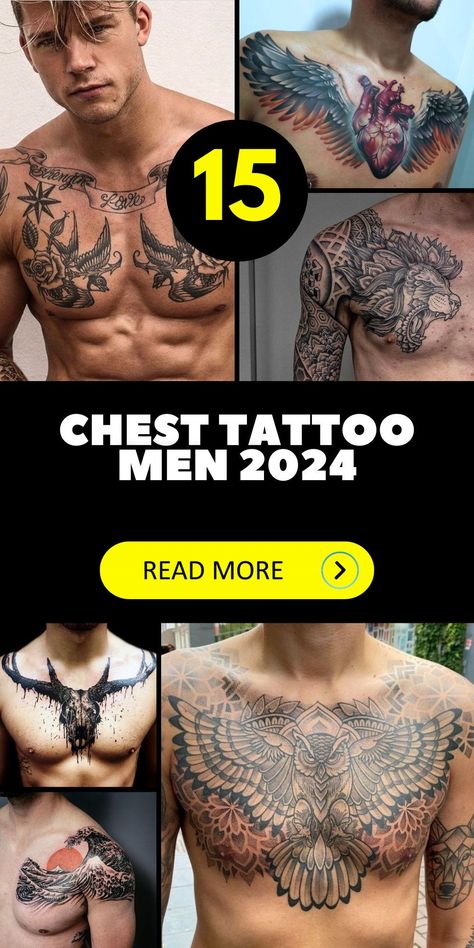 Explore the latest chest tattoo ideas for men in 2024. From small and cool designs to full and unique Japanese aesthetics, we've got you covered. Whether you prefer a simple spider tattoo or an old-school rose, our collection offers a wide range of options. Discover minimal and stylish shoulder tattoos or words that hold special meaning. Stay ahead of the tattoo game with our chest tattoo ideas for men! Small Mens Chest Tattoos, Warrior Back Tattoo Men, Fitness Tattoos Men, Men’s Chest Piece Tattoos, Cheats Tattoo Men, Make Chest Tattoo, Men’s Full Chest Tattoos, Chest Tattoo Men Ideas Cover Up, Man Chest Tattoo Ideas