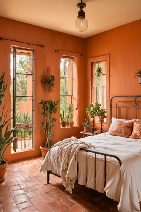 20 Inspiring Southwestern Bedroom Ideas You Need to Try – The Crafty Hacks Southwestern Bedroom Ideas, Mexican Style Bedroom, Hacienda Style Bedroom, Hacienda Bedroom, Green Living Rooms, Spanish Bedroom, Southwest Bedroom, Southwestern Interior, Southwestern Bedroom