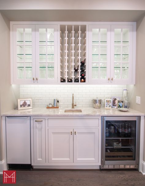 Wet Bar In Pantry, Indoor Wet Bar Ideas, Wet Bar With Appliance Garage, Built In Bar Cabinet, Lakehouse Kitchen, Bar Dimensions, Coffee/wine Bar, Home Wet Bar, Mirror Dining Room