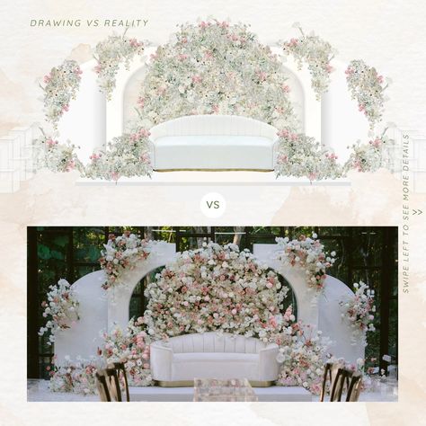 Wedding 3d Design, All White Proposal, White Flower Wedding Decor, Pelamin Rumah, Dekor Akad, White Wedding Backdrop, Wedding Dais, Butterfly Wedding Dress, Dekorasi Wedding