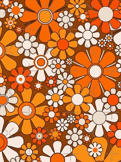 "Retro Garden Flowers Groovy Floral Cheerful 60s 70s Pattern in 1970s Orange Brown Beige" A-Line Dress for Sale by kierkegaard 70s Theme Decor, Late 70s Aesthetic, Retro Prints And Patterns, 70s Flower Design, Groovy Collage, 1970s Patterns, 70s Groovy Pattern, 70s Flower Pattern, 70's Aesthetic