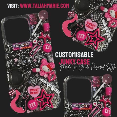 CUSTOMISABLE JUNKY CASE💖 Visit my website to purchase (LINK IN BIO...) *UNIQUE 1/1 DESIGNS ONLY⭐️* #explorepage #junkcase #junkycases Junk Case Ideas, Junky Case, Junky Cases, Bling Phone Cases Diy, Bedazzled Phone Case, Junk Case, Phone Case Ideas, Cute Online Clothing Stores, Diy Phone Case Design