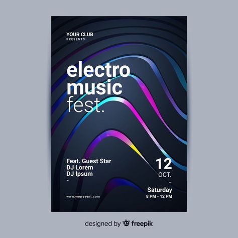 Music Poster Template, Electronic Music Poster, Electronics Poster, Music Abstract, Poster Template Free, Electro Music, Poster Music, Business Card Inspiration, Creative Photography Techniques