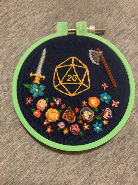 D&d Embroidery, Gamer Embroidery, Dnd Pixel Art, Dnd Embroidery, Minecraft Embroidery, Tote Embroidery, Fantasy Ideas, Craft Stuff, Markiplier