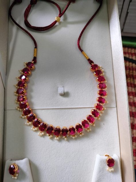 Ruby Stone Necklace Gold Indian, Ruby Jewelry Necklaces Indian, Red Stone Necklace Gold Indian, Stone Necklace Gold Indian, Ruby Necklace Indian, Necklace Gold Indian, Red Ruby Necklace, Golden Necklaces, Ruby Necklace Designs